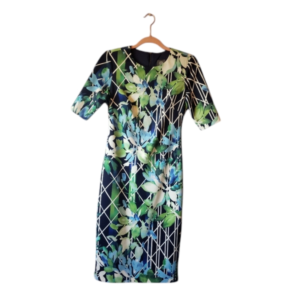 Vince Camuto Dress Floral Print 3/4 Sleeves